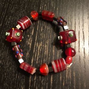 Red glass beads women bracelet